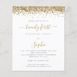 Budget Gold Glitter Girly 21e partijuitnodiging
