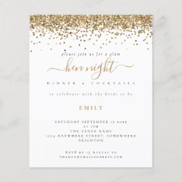 Budget Gold Glitter Hen Night Invitation
