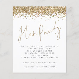 Budget Gold Glitter Hen Party Invitation