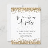 Budget Gold Glitter-kerstfeestfeest Uitnodiging (Voorkant)