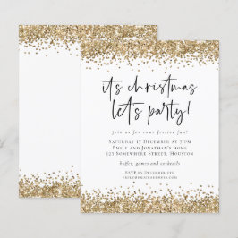 Budget Gold Glitter-kerstfeestfeest Uitnodiging
