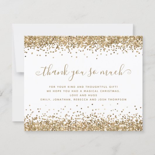 Budget Gold Glitter Kerstmis Hartelijk dank (Voorkant)