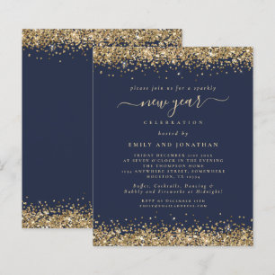 Budget Gold Glitter Navy Blue New Years Eve Party