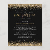 Budget Gold Glitter - Nieuwe jaren Eve Black Invit (Voorkant)