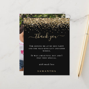 Budget Gold Glitter Photo Hen Party Black Bedankt