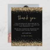 Budget Gold Glitter Photo Quinceañera Bedankt Blac (Voorkant / Achterkant)