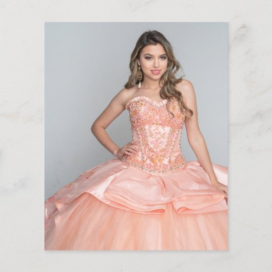 Budget Gold Glitter Photo Quinceañera Bedankt Blac (Achterkant)