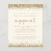 Budget Gold Glitter Photo Verloving Cream Invite (Voorkant)