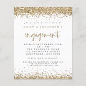 Budget Gold Glitter Photo Verloving Invitation (Voorkant)