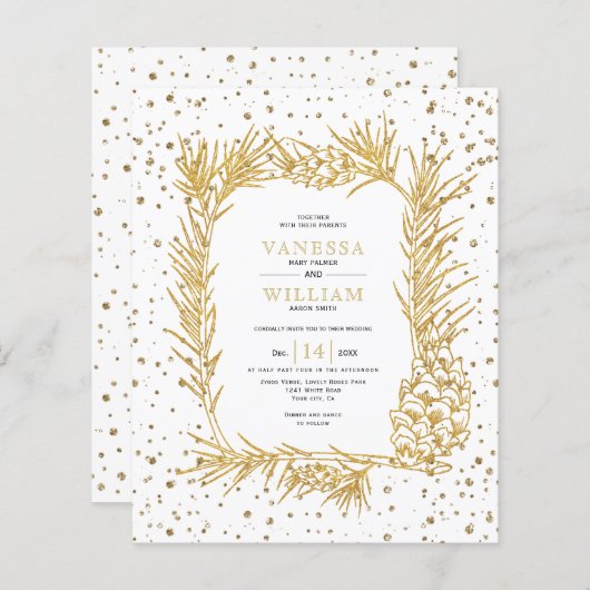 BUDGET Gold glitter pine bruiloft uitvinding (Voorkant / Achterkant)
