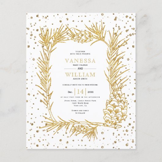 BUDGET Gold glitter pine bruiloft uitvinding (Voorkant)