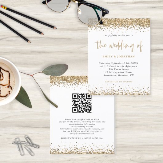 Budget Gold Glitter QR Code Weddenschap