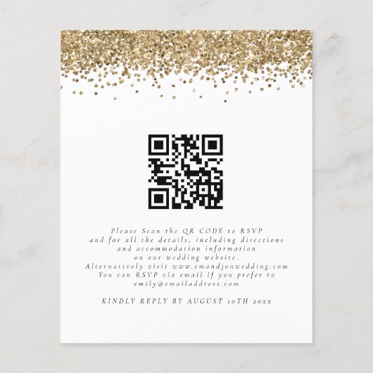 Budget Gold Glitter QR code Weddenschap (Achterkant)