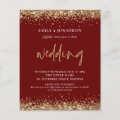 Budget Gold Glitter QR-code Weddenschap Bourgogne (Voorkant)