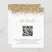 Budget Gold Glitter QR Code Weddenschap Details (Voorkant / Achterkant)