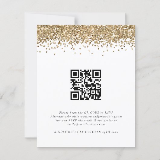 Budget Gold Glitter QR Code Weddenschap RSVP