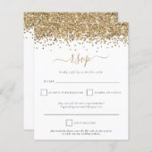 Budget Gold Glitter QR Code Weddenschap RSVP (Voorkant / Achterkant)