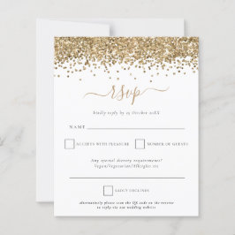 Budget Gold Glitter QR Code Weddenschap RSVP