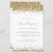 Budget Gold Glitter QR Code Weddenschap Uitnodigin (Voorkant / Achterkant)
