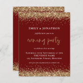 BUDGET Gold Glitter QR Weddenschap Evening Burgund (Voorkant / Achterkant)