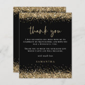Budget Gold Glitter Quinceañera Party Bedankt Blac (Voorkant / Achterkant)
