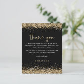 Budget Gold Glitter Quinceañera Party Bedankt Blac (Staand voorkant)