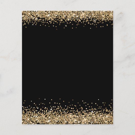 Budget Gold Glitter Quinceañera Party Bedankt Blac (Achterkant)