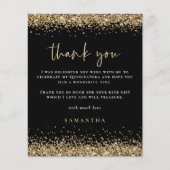 Budget Gold Glitter Quinceañera Party Bedankt Blac (Voorkant)