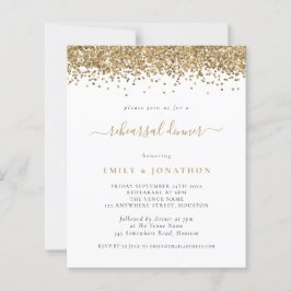 Budget Gold Glitter Rehearsal Dinner Uitnodiging