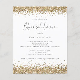 Budget Gold Glitter Rehearsal Dinner Uitnodiging
