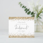Budget Gold Glitter Script Bridesmaid Verzoek (Staand voorkant)