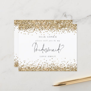 Budget Gold Glitter Script Bridesmaid Verzoek