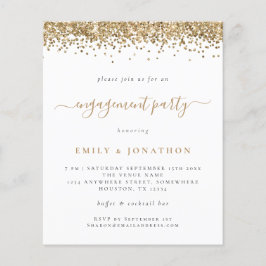 Budget Gold Glitter Script Engagement Party nodigt