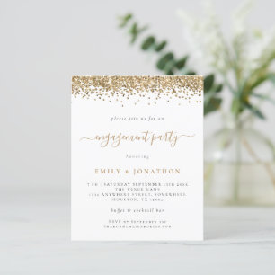Budget Gold Glitter Script Engagement Party nodigt