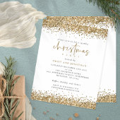 Budget Gold Glitter Script-kerstparty uitnodigen