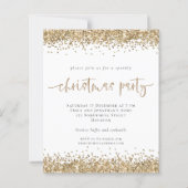 Budget Gold Glitter Script-kerstparty uitnodigen (Voorkant)