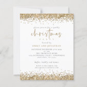 Budget Gold Glitter Script-kerstparty uitnodigen (Voorkant)