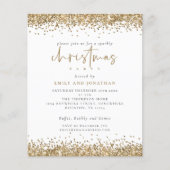 Budget Gold Glitter Script-kerstparty uitnodigen (Voorkant)