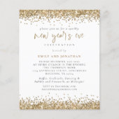 Budget Gold Glitter Script New Years Eve Uitnodigi (Voorkant)