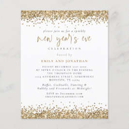 Budget Gold Glitter Script New Years Eve Uitnodigi
