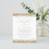 Budget Gold Glitter Script Nieuw jaar Eve Party (Staand voorkant)