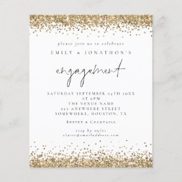 Budget Gold Glitter Script Verloving Invitation