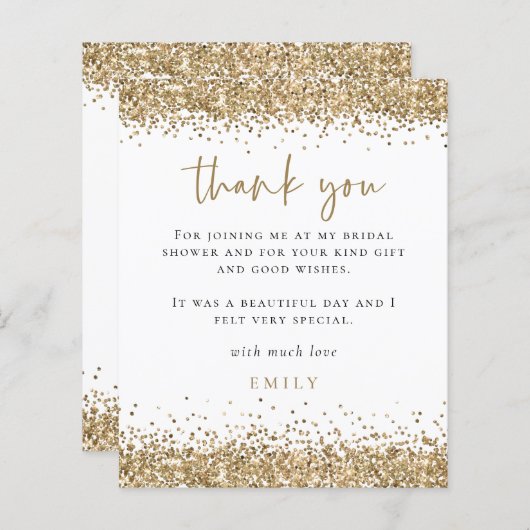 Budget Gold Glitter Script Vrijgezellenfeest Harte (Voorkant / Achterkant)