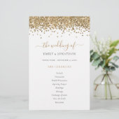Budget Gold Glitter Script Weddenprogramma (Staand voorkant)