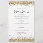 Budget Gold Glitter Script Weduwen Menu (Voorkant)