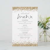 Budget Gold Glitter Script Weduwen Menu (Staand voorkant)
