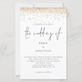 Budget Gold Glitter Script Weduwen Uitnodiging