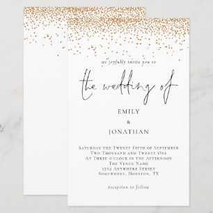Budget Gold Glitter Script Weduwen Uitnodiging