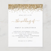 Budget Gold Glitter Script Weduwen Uitnodiging (Voorkant)