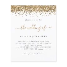 Budget Gold Glitter Script Weduwen Uitnodiging